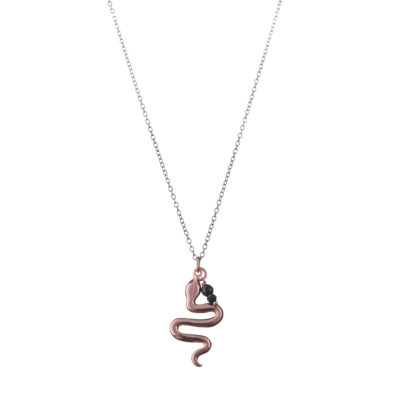 κολιέ από ασήμι 925 με ροζ χρύσωμα με φίδι φίδι : παγκόσμιο μυθολογικό σύμβολο του καλού και του κακού
