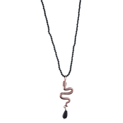 κολιέ από ασήμι 925 με ροζ χρύσωμα με φίδι φίδι : παγκόσμιο μυθολογικό σύμβολο του καλού και του κακού