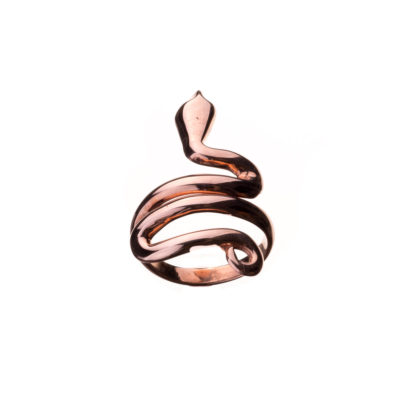δαχτυλίδι από ασήμι 925 με ροζ χρύσωμα με μοτίφ φίδι φίδι : παγκόσμιο μυθολογικό σύμβολο του καλού και του κακού