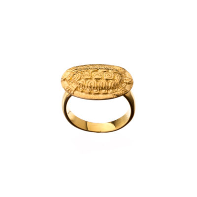 δαχτυλίδι από ασήμι 925 επιχρυσωμένο με χελώνα Χελώνα : το καβούκι της συμβολίζει τον ουρανό και την γη