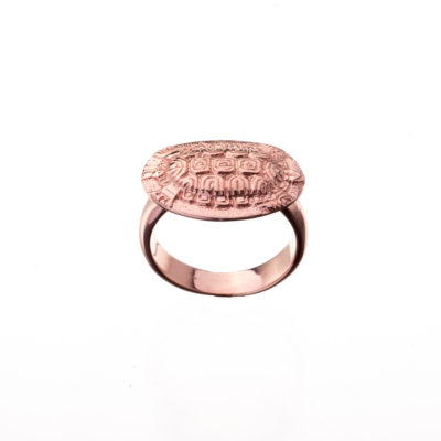 δαχτυλίδι από ασήμι 925 με ροζ χρύσωμα με χελώνα Χελώνα : το καβούκι της συμβολίζει τον ουρανό και την γη