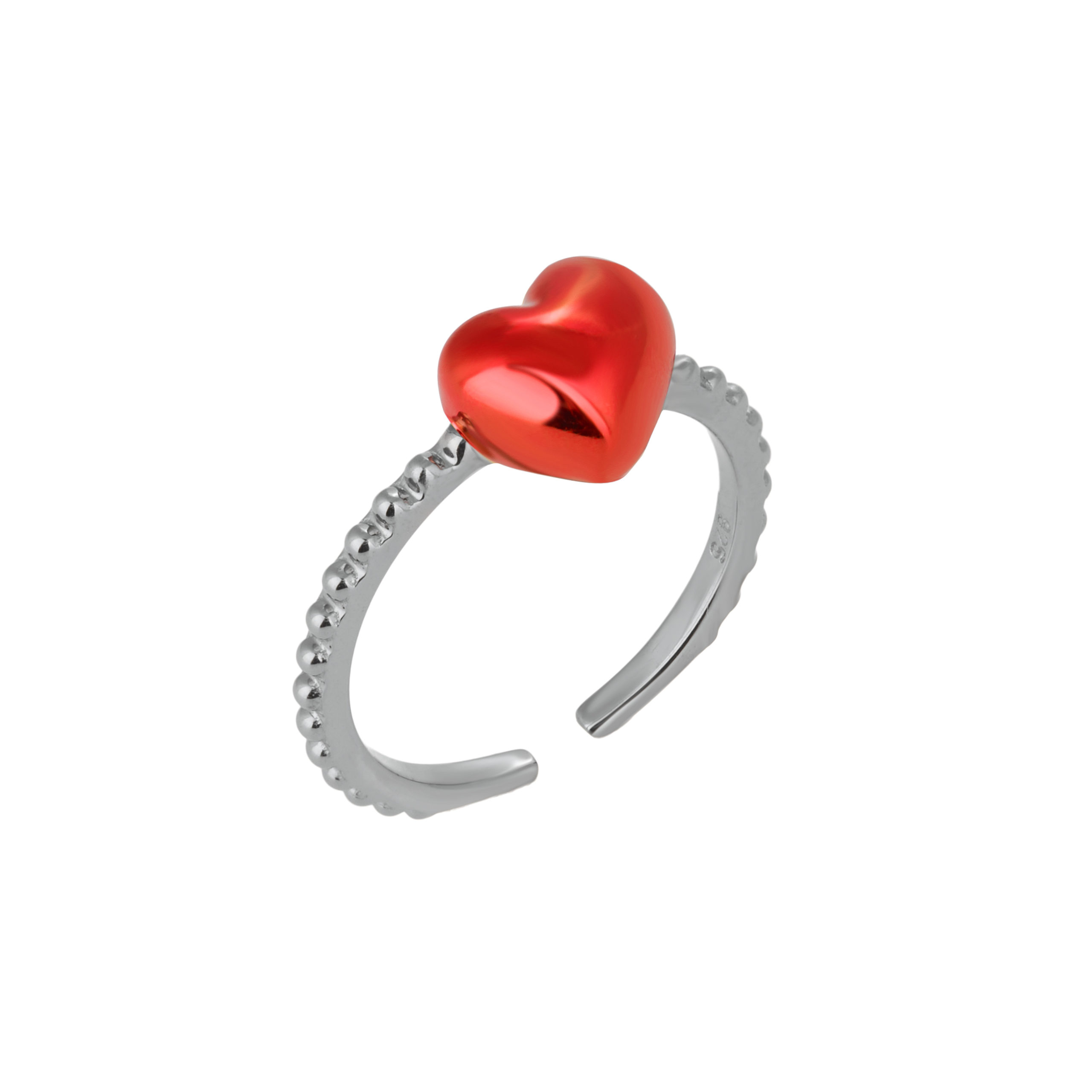 δαχτυλίδι ασήμι ‘γράνα’ καρδιά με νανοκεραμική βαφή