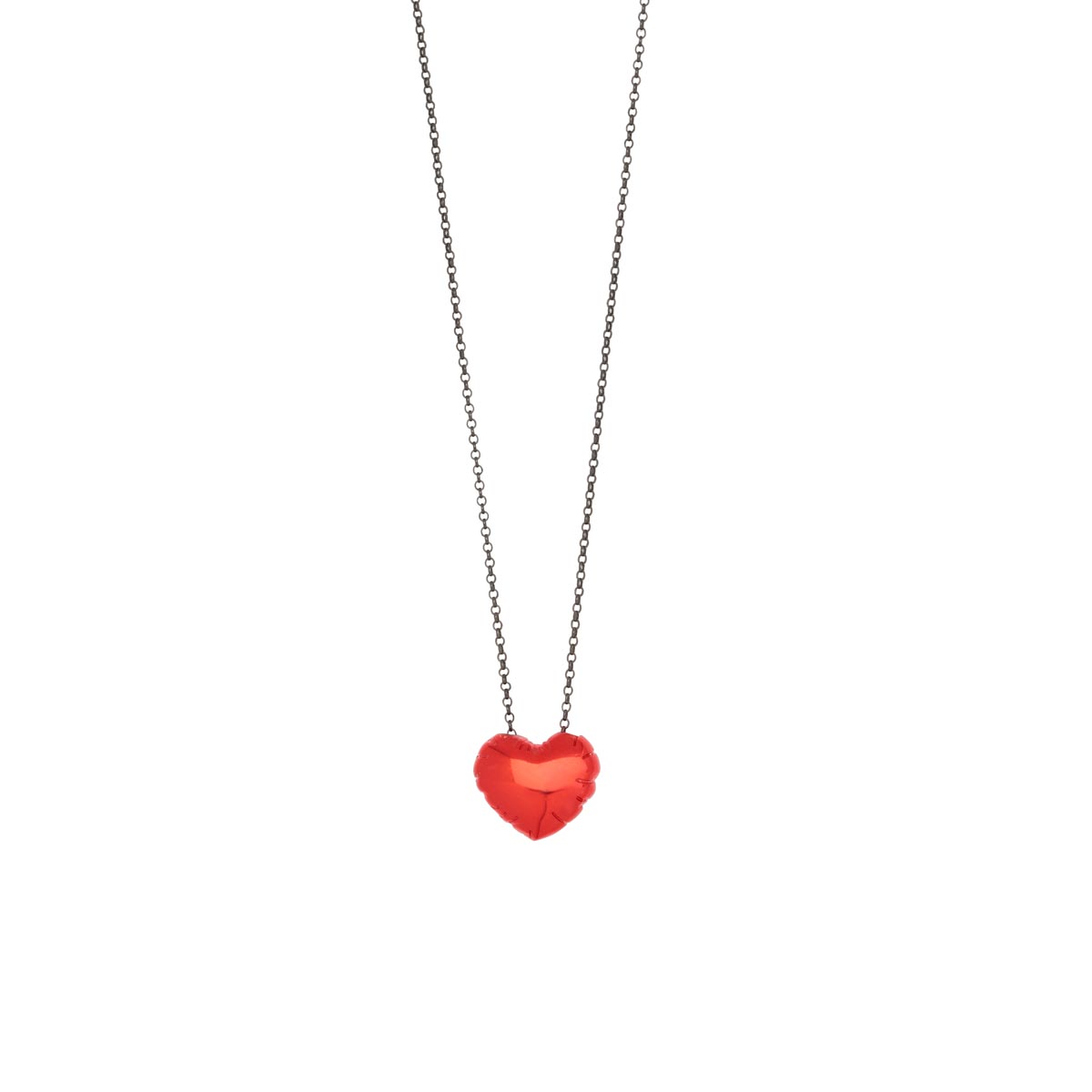 Κολιέ heart balloon από ασήμι 925 καρδιά με κόκκινη νανοκεραμική βαφή