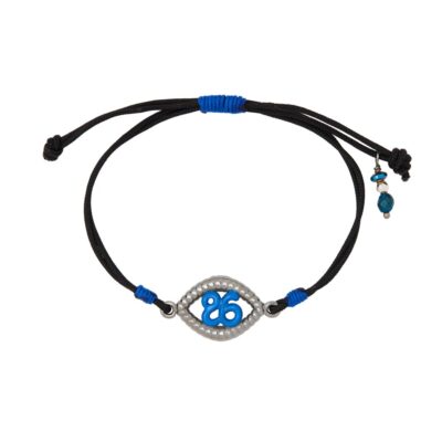 βραχιόλι από ασήμι 925 γούρι 2026 μάτι μαύρο πλατίνωμα με σμάλτο