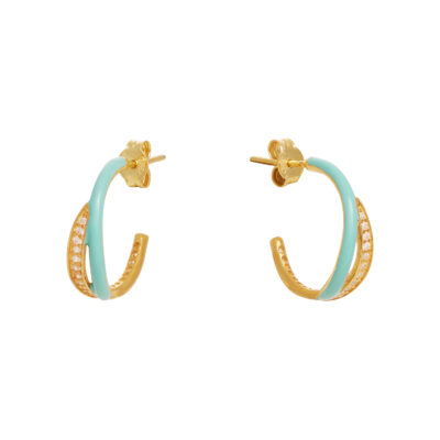 Γουρια 2026 Ασημι 925 Σκουλαρίκια κρίκοι από ασήμι 925 κύμα με γαλάζιο σμάλτο και λευκά ζιργκόν - Το κύμα ως έννοια σχετίζεται με τη μεταφορά ενέργειας κάθε μορφής.