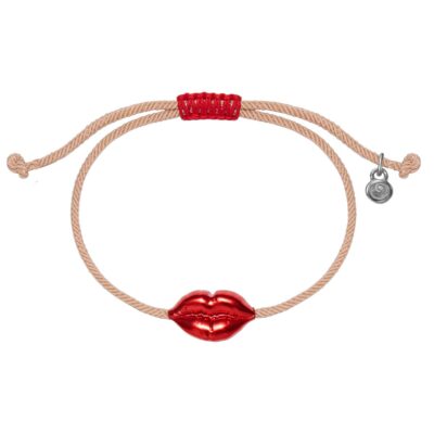 Βραχιόλι lips balloon από ασήμι 925 με κόκκινη  νανοκεραμική βαφή - Τα χείλη συμβολίζουν κυρίως την επικοινωνία