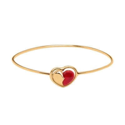 Βραχιόλι bangle heart από ασήμι 925 με κόκκινο σμάλτο - Η καρδιά