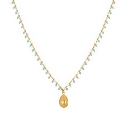 κολιέ από ορείχαλκο επίχρυσο αυγό διάτρητο μάτι