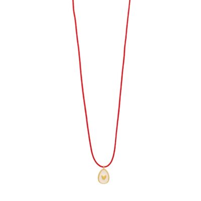 κολιέ από ασήμι 925 επίχρυσο με πλακέ αυγό καρδιά με σμάλτο