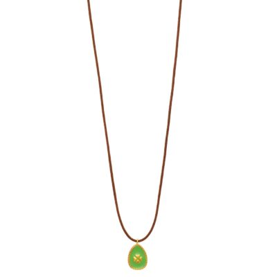 κολιέ από ασήμι 925 επίχρυσο με πλακέ αυγό 4φυλλο με σμάλτο