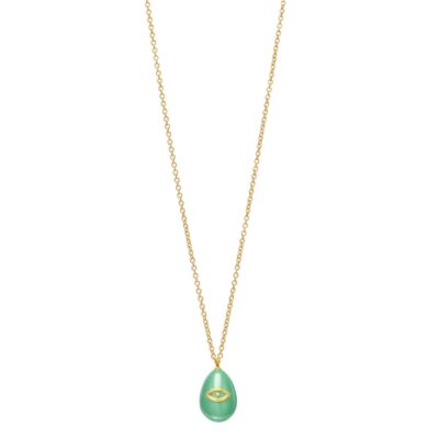 κολιέ από ορείχαλκο επίχρυσο 3Dαυγό με σμάλτο