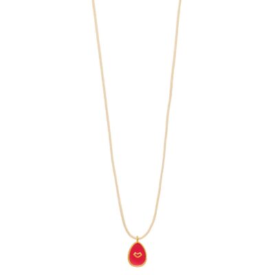 κολιέ από ασήμι 925 επίχρυσο με πλακέ αυγό χείλη με σμάλτο