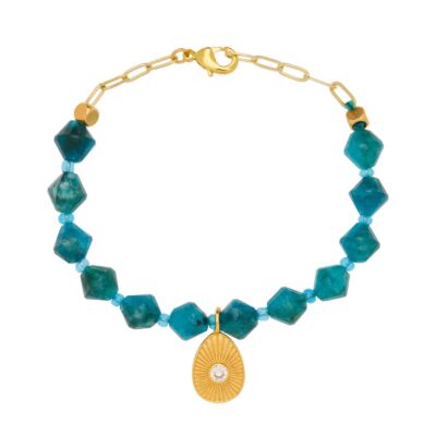 βραχιόλι αυγό από ορείχακλο επίχρυσο με λευκό ζιργκόν