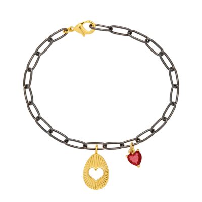 βραχιόλι αυγό από ορείχακλο επίχρυσο με διάτριτη καρδιά