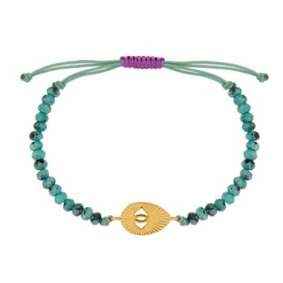 βραχιόλι από ορείχαλκο επίχρυσο αυγό διάτριτο μάτι