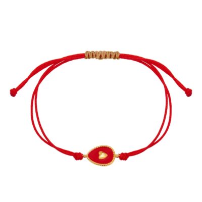 βραχιόλι από ασήμι 925 επίχρυσο με πλακέ αυγό καρδιά με σμάλτο