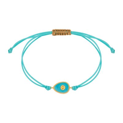 βραχιόλι από ασήμι 925 επίχρυσο με πλακέ αυγό μάτι με σμάλτο