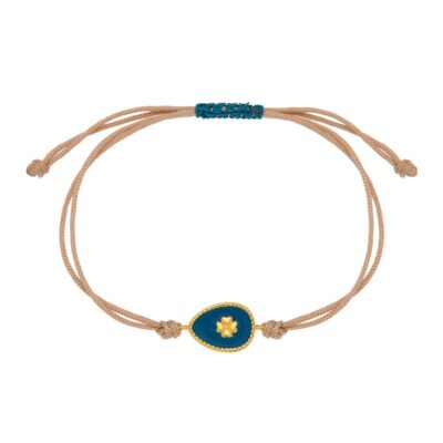 βραχιόλι από ασήμι 925 επίχρυσο με πλακέ αυγό 4φυλλο με σμάλτο