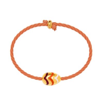 βραχιόλι από ορείχαλκο επίχρυσο 3D ριγέ αυγό με σμάλτο