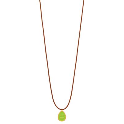 κολιέ από ασήμι 925 επίχρυσο με πλακέ αυγό φατσούλα με σμάλτο