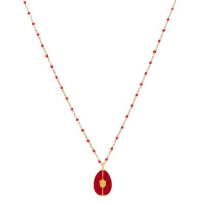 κολιέ από ορείχαλκο επιχρυσωμένο αυγό με τουλίπα